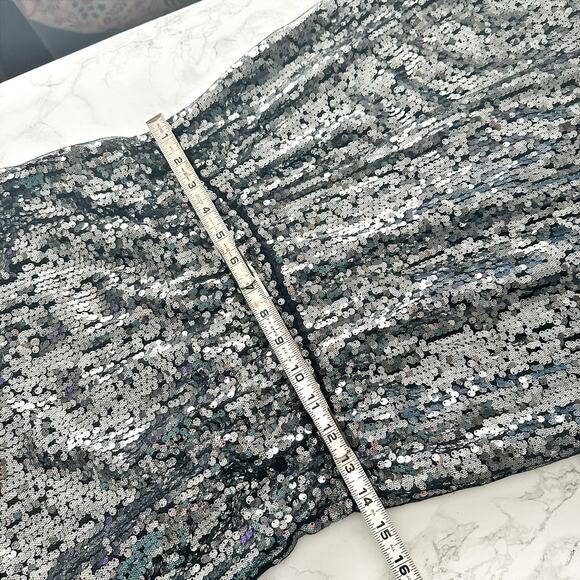 Elie Tahari Silver Sequin Black Mesh Mini Blouson Dress women's size small - Picture 8 of 14